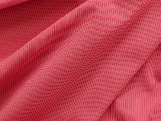 Maille lycra côtelée eco-yarn Corail